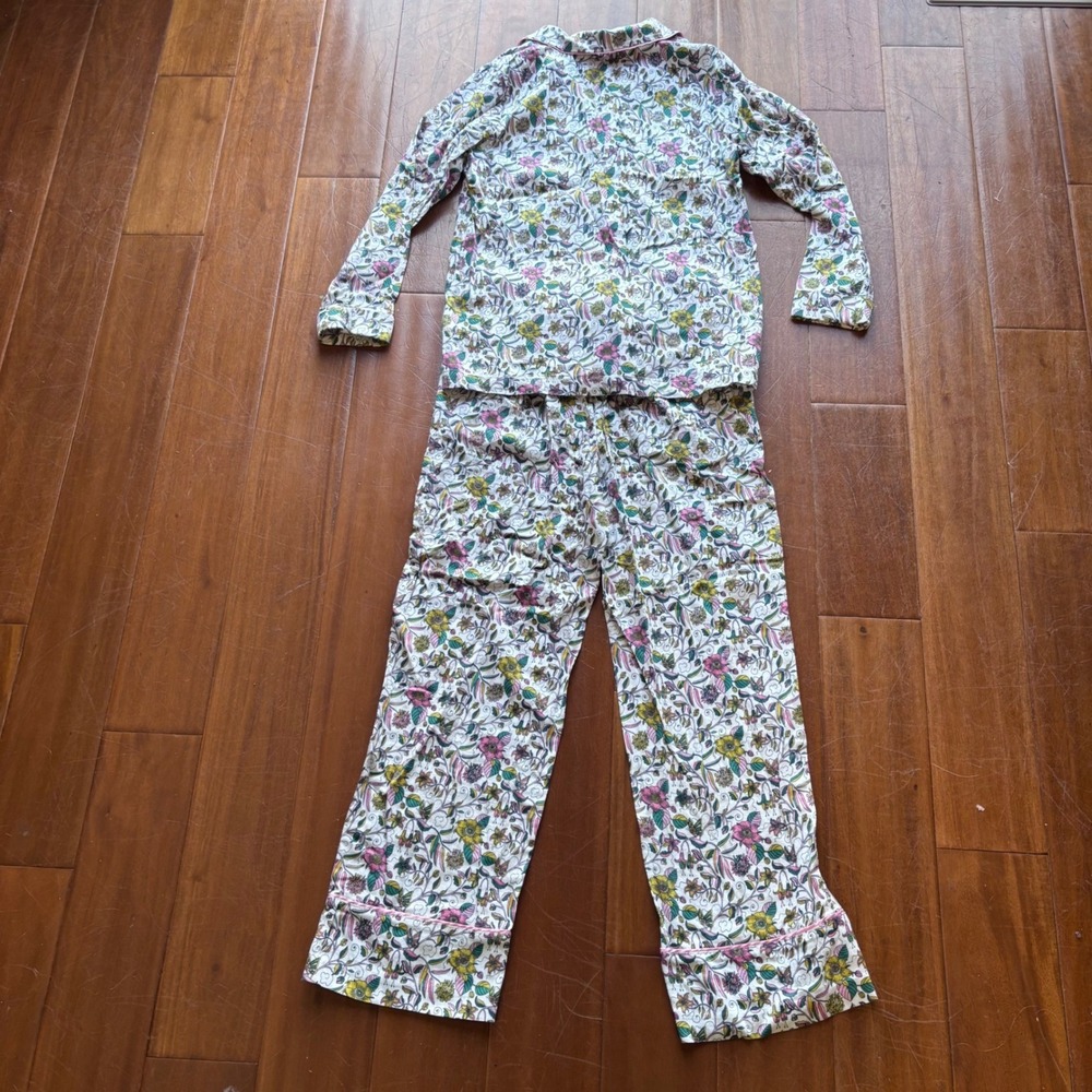 Boden Janie Pajama Set Women's Long Sleeve Button Up Cotton Floral Piped| Sz 4 - Picture 2 of 9